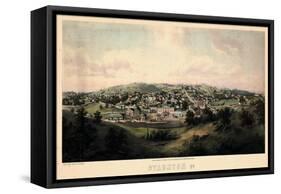 1857, Staunton Bird's Eye View, Virginia, United States-null-Framed Stretched Canvas