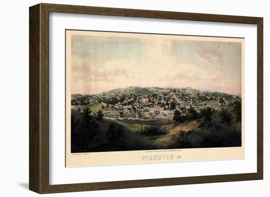 1857, Staunton Bird's Eye View, Virginia, United States-null-Framed Giclee Print