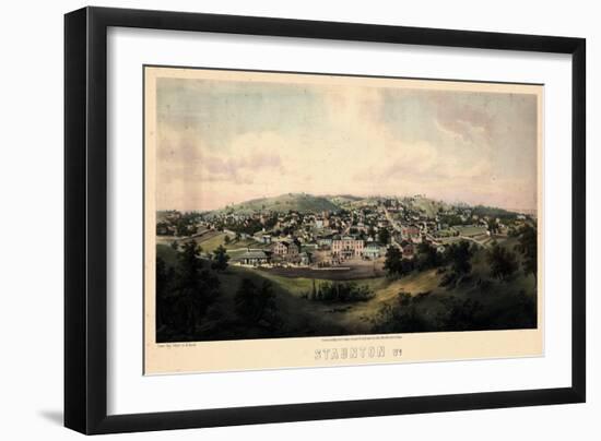 1857, Staunton Bird's Eye View, Virginia, United States-null-Framed Giclee Print