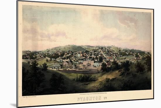 1857, Staunton Bird's Eye View, Virginia, United States-null-Mounted Giclee Print