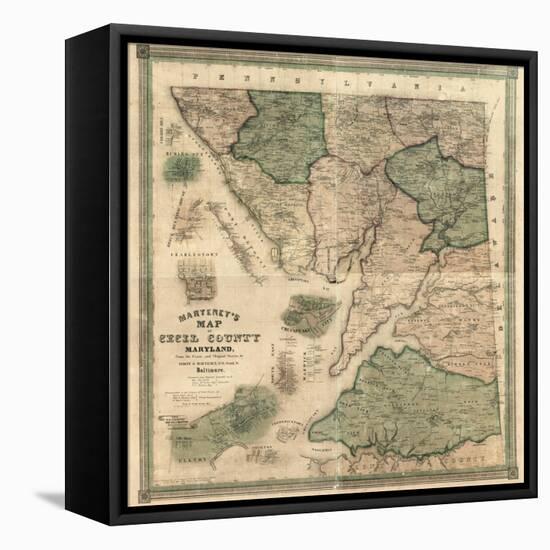 1858, Cecil County Wall Map, Maryland, United States-null-Framed Stretched Canvas