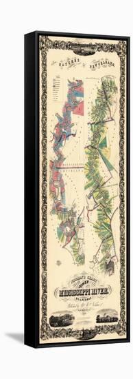 1858, Natchez to New Orleans Lower Mississippi River Map, Louisiana, United States-null-Framed Stretched Canvas