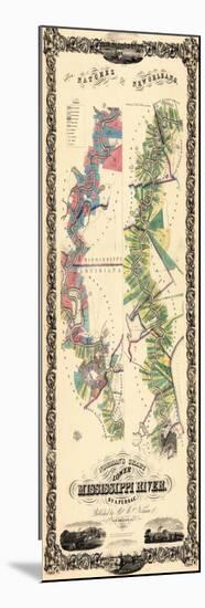 1858, Natchez to New Orleans Lower Mississippi River Map, Louisiana, United States-null-Mounted Premium Giclee Print