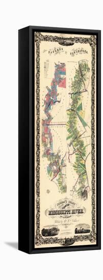 1858, Natchez to New Orleans Lower Mississippi River Map, Louisiana, United States-null-Framed Stretched Canvas