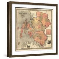 1858, Talbot County Wall Map, Maryland, United States-null-Framed Giclee Print