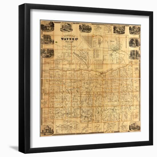 1858, Wayne County 1858 Wall Map, New York, United States-null-Framed Giclee Print