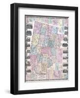 1859, Litchfield County Wall Map, Connecticut, United States-null-Framed Giclee Print