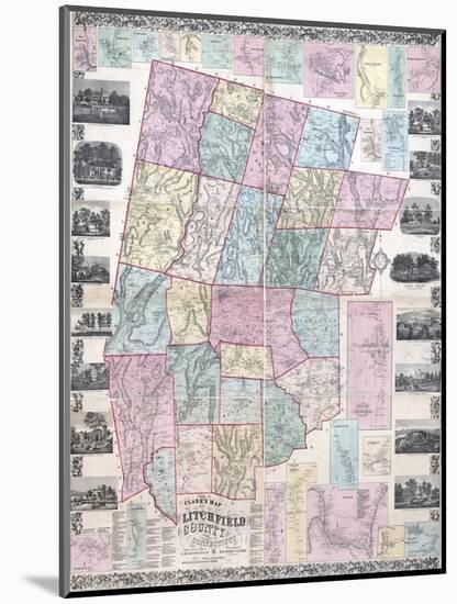 1859, Litchfield County Wall Map, Connecticut, United States-null-Mounted Giclee Print