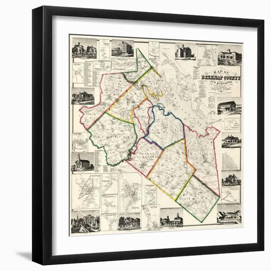 1860, Belknap County Wall Map, New Hampshire, United States-null-Framed Giclee Print