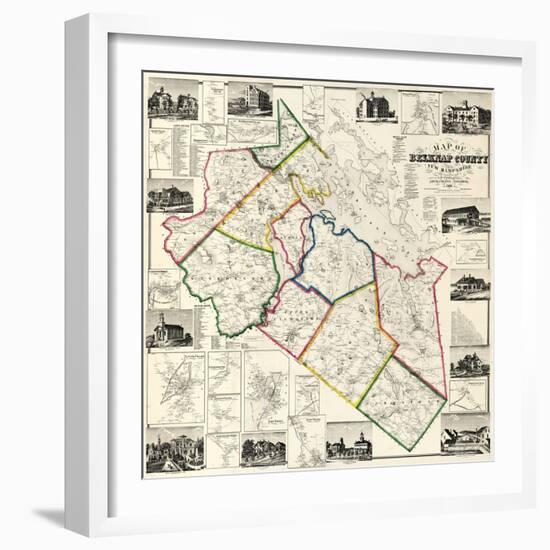 1860, Belknap County Wall Map, New Hampshire, United States-null-Framed Giclee Print