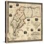 1860, Kent County Wall Map, Maryland, United States-null-Stretched Canvas