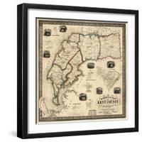 1860, Kent County Wall Map, Maryland, United States-null-Framed Giclee Print