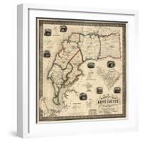 1860, Kent County Wall Map, Maryland, United States-null-Framed Giclee Print