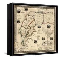 1860, Kent County Wall Map, Maryland, United States-null-Framed Stretched Canvas