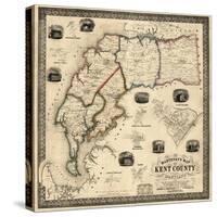 1860, Kent County Wall Map, Maryland, United States-null-Stretched Canvas