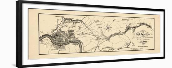 1860, Loveland and Cincinnati Railroad Map, Ohio, United States-null-Framed Premium Giclee Print