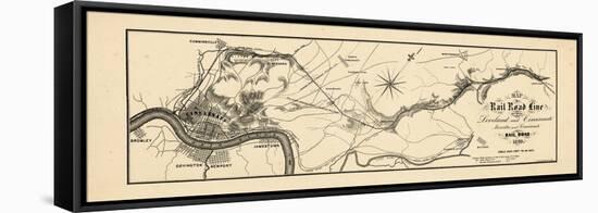 1860, Loveland and Cincinnati Railroad Map, Ohio, United States-null-Framed Stretched Canvas