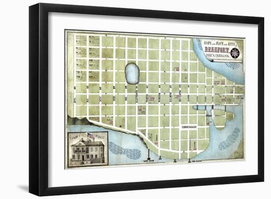 1860s, Beaufort City Plot Map, South Carolina, United States-null-Framed Giclee Print