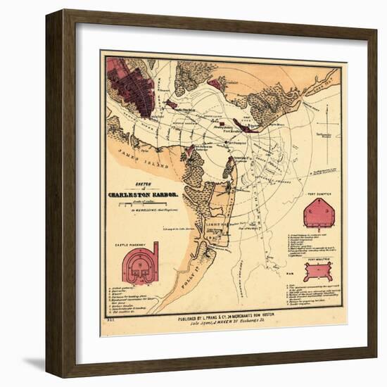 1860s, Charleston Harbor Chart South Carolina, South Carolina, United States-null-Framed Giclee Print