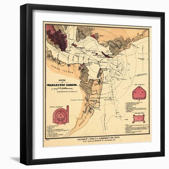 1860s, Charleston Harbor Chart South Carolina, South Carolina, United States-null-Framed Giclee Print