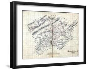 1860s, Roanoke County Wall Map, Virginia, United States-null-Framed Giclee Print