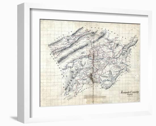 1860s, Roanoke County Wall Map, Virginia, United States-null-Framed Giclee Print