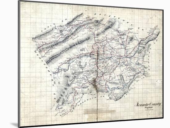 1860s, Roanoke County Wall Map, Virginia, United States-null-Mounted Giclee Print