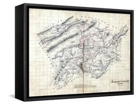 1860s, Roanoke County Wall Map, Virginia, United States-null-Framed Stretched Canvas