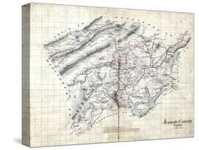 1860s, Roanoke County Wall Map, Virginia, United States-null-Stretched Canvas