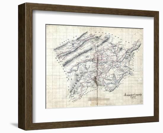 1860s, Roanoke County Wall Map, Virginia, United States-null-Framed Giclee Print