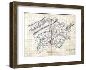 1860s, Roanoke County Wall Map, Virginia, United States-null-Framed Giclee Print