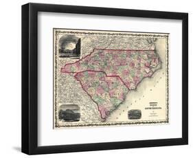 1861, North Carolina and South Carolina State Map, North Carolina, United States-null-Framed Giclee Print