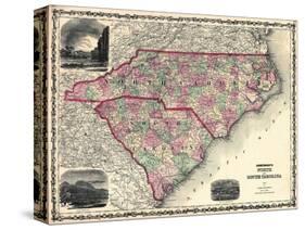 1861, North Carolina and South Carolina State Map, North Carolina, United States-null-Stretched Canvas