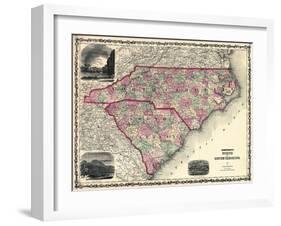 1861, North Carolina and South Carolina State Map, North Carolina, United States-null-Framed Giclee Print