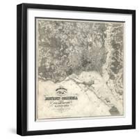 1861, Washington D.C. Topographic Map, District of Columbia, United States-null-Framed Giclee Print