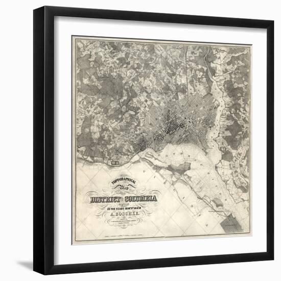 1861, Washington D.C. Topographic Map, District of Columbia, United States-null-Framed Giclee Print