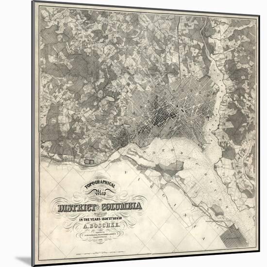 1861, Washington D.C. Topographic Map, District of Columbia, United States-null-Mounted Giclee Print