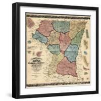 1862, Carroll County Wall Map, Maryland, United States-null-Framed Giclee Print