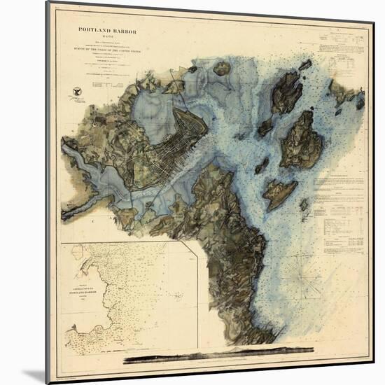 1862, Portland Harbor Chart, Maine-null-Mounted Giclee Print