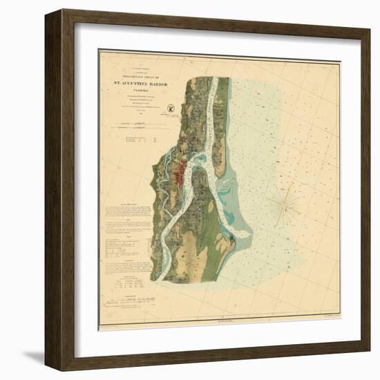 1862, St. Augustine Harbor Chart 1862, Florida, United States-null-Framed Giclee Print