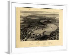 1863, New Orleans Bird's Eye View, Louisiana, United States-null-Framed Giclee Print