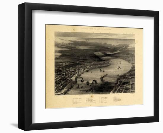 1863, New Orleans Bird's Eye View, Louisiana, United States-null-Framed Giclee Print
