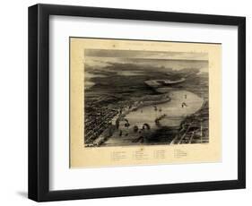 1863, New Orleans Bird's Eye View, Louisiana, United States-null-Framed Giclee Print