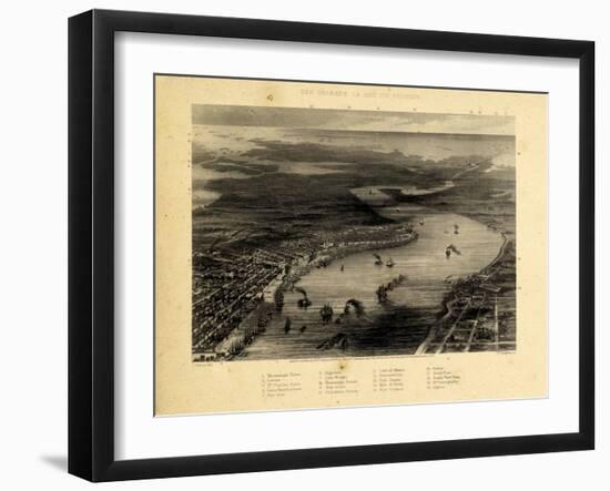 1863, New Orleans Bird's Eye View, Louisiana, United States-null-Framed Giclee Print