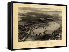 1863, New Orleans Bird's Eye View, Louisiana, United States-null-Framed Stretched Canvas