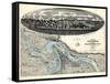 1863, Vicksburg Bird's Eye View, Mississippi, United States-null-Framed Stretched Canvas