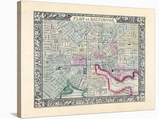 1864, Baltimore Mitchell Plate, Maryland, United States-null-Stretched Canvas