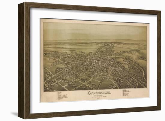 1864, Chambersburg Bird's Eye View, Pennsylvania, United States-null-Framed Giclee Print