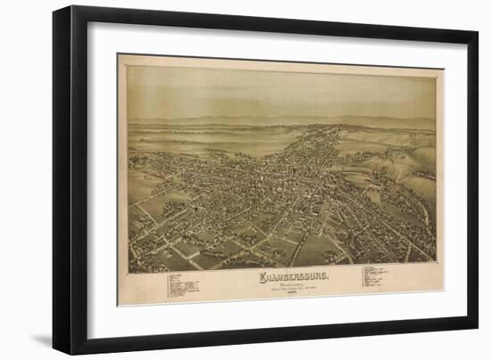 1864, Chambersburg Bird's Eye View, Pennsylvania, United States-null-Framed Giclee Print