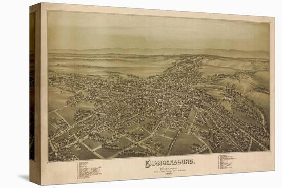 1864, Chambersburg Bird's Eye View, Pennsylvania, United States-null-Stretched Canvas